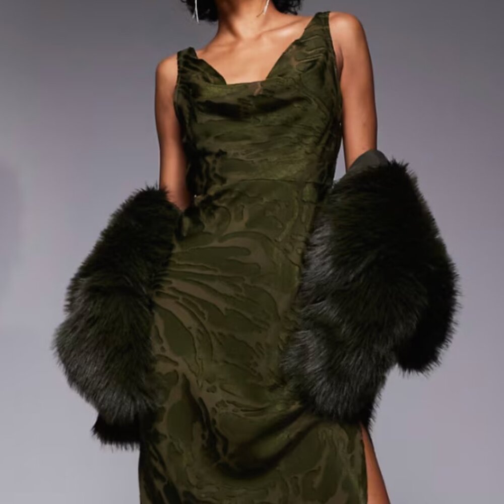 ASOS Design Cowl Neck Dress Green